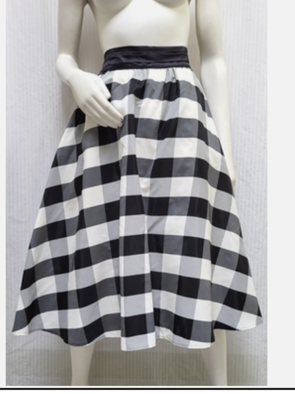 Vintage Gunne Sax Black and White Buffalo Check A-Line Skirt